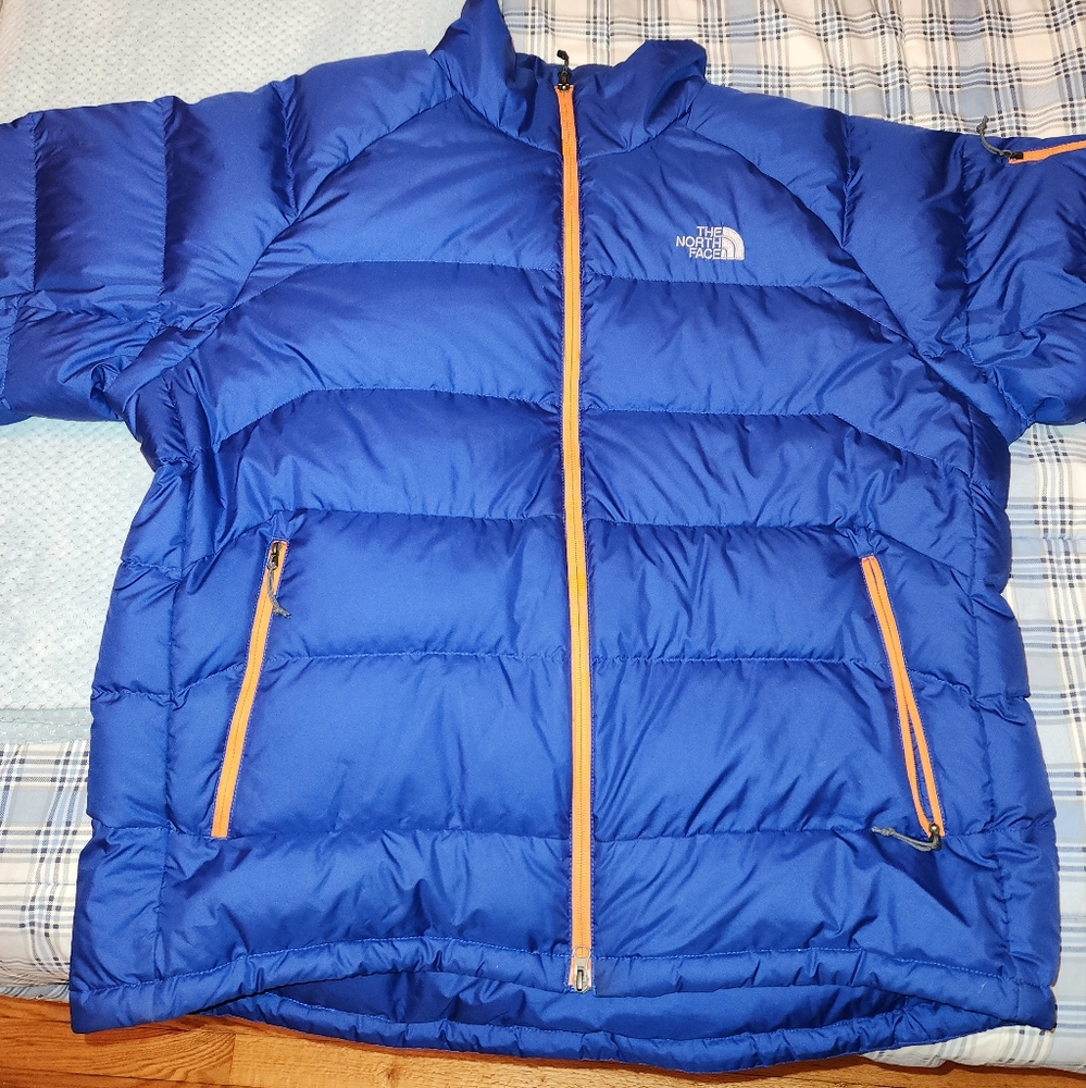 The North Face Down XL Blue Orange Zippers 550 Puffer Coat Jacket Parka